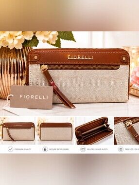 FIORELLI BEIGE and BROWN Zip-Around Wallet